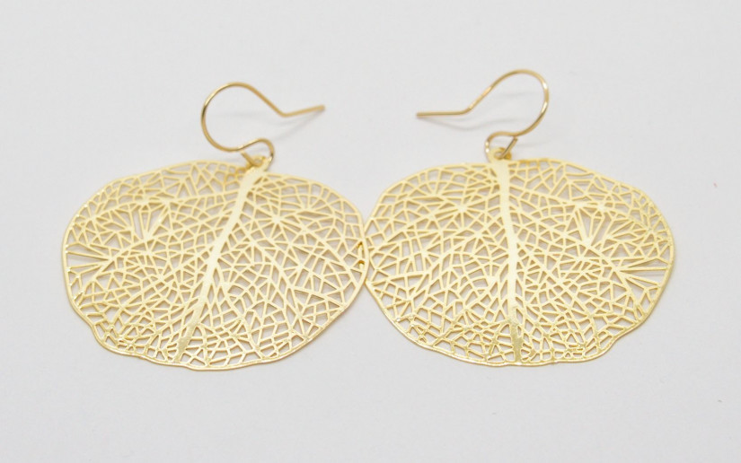 Filigrane goldene Blatt Ohrringe