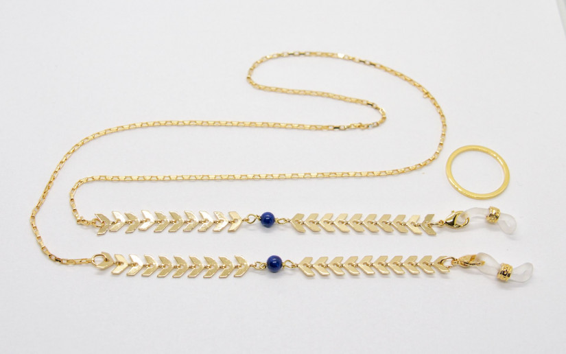 Goldene Brillenkette mit Chevron