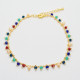 Goldene Fusskette mit farbigen Glas-Perlen
