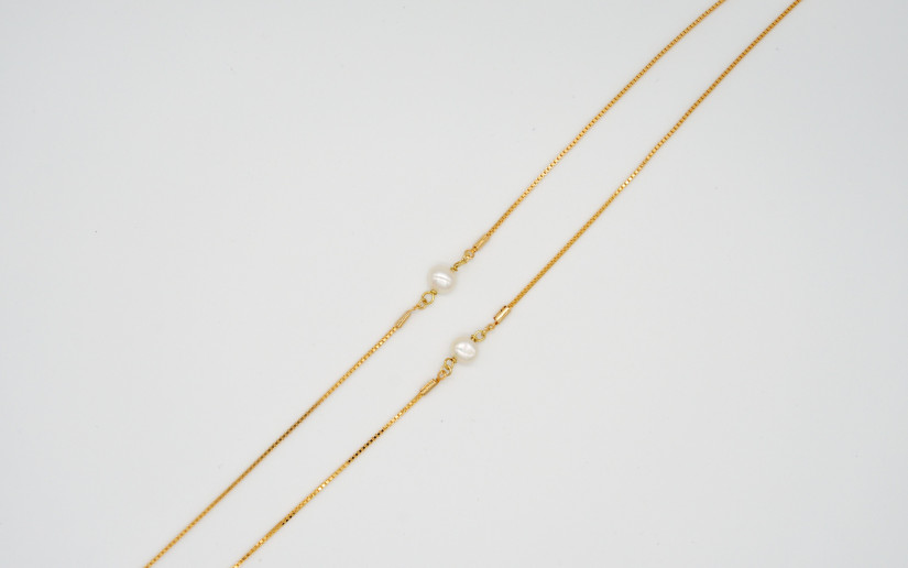 Goldene Brillenkette mit Süsswasser Perle