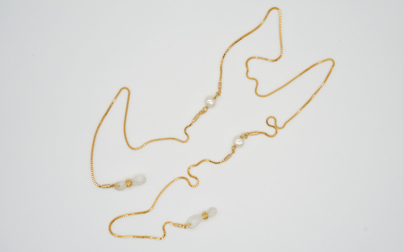 Goldene Brillenkette mit Süsswasser Perle