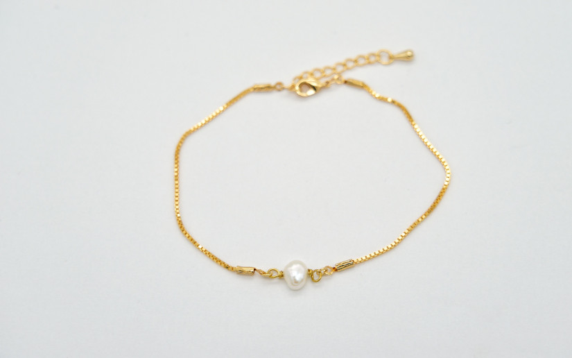 Goldene Fusskette mit Süsswasser Perle