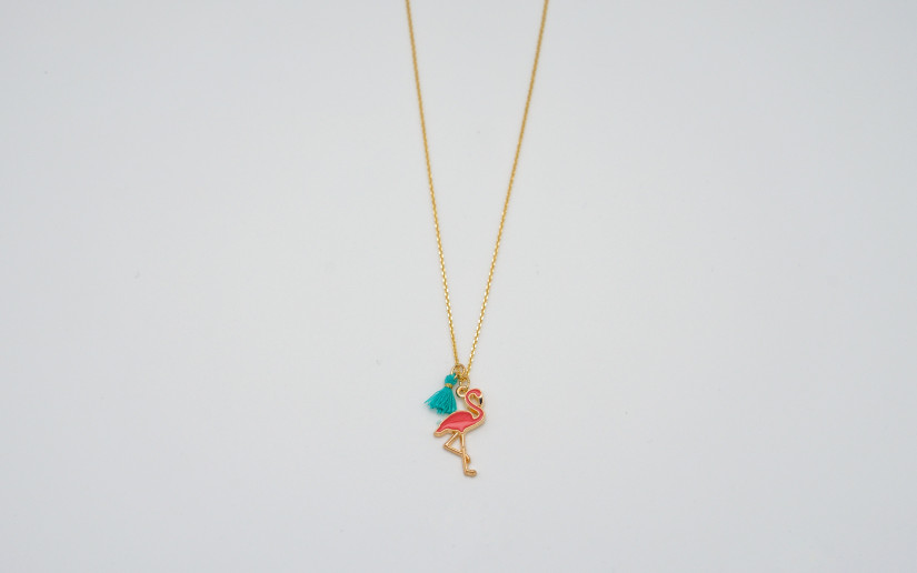 Goldene Halskette mit Flamingo Anhänger