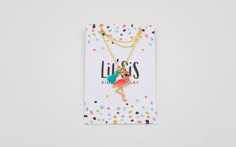 Goldene Halskette mit Flamingo Anhänger