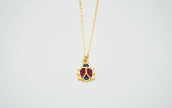 Goldene Halskette mit Glücks-Käfer