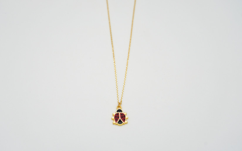 Goldene Halskette mit Glücks-Käfer