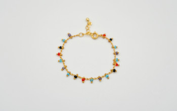 Armkette mit farbigen Glas-Perlen