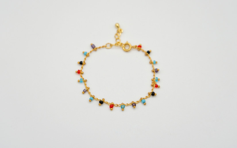 Armkette mit farbigen Glas-Perlen