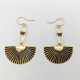Lange Boho-Ohrringe mit Fächer Halbkreis Anhänger