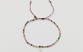 Farbiges Fussband mit Miyuki Perlen und Opal-Anhänger