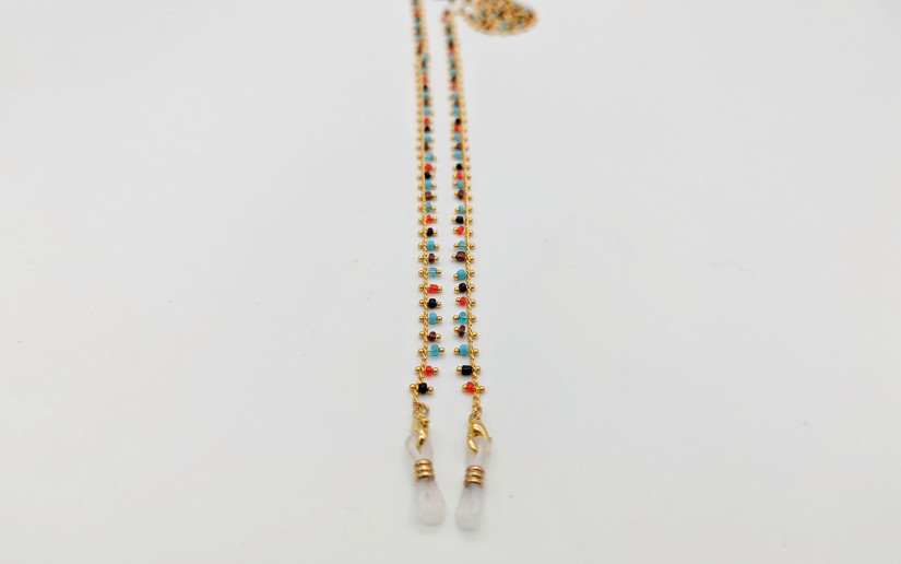 Brillenkette mit farbigen Perlen